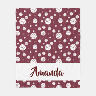 Maroon Zickzack Volleyball-Muster Fleecedecke