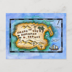 Marooned Parrot Treasmap Postcards Postkarte