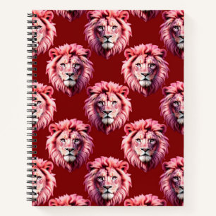 Maroonfarbener Löwenkopf-Design Notizbuch