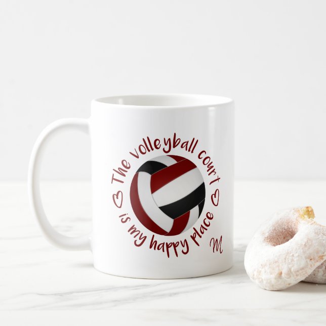 Maroschwarzer Volleyballplatz mein glücklicher Pla Kaffeetasse (Mit Donut)