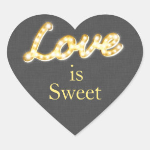 Marquee Lichter Love is Sweet Graue Jute Herz-Aufkleber