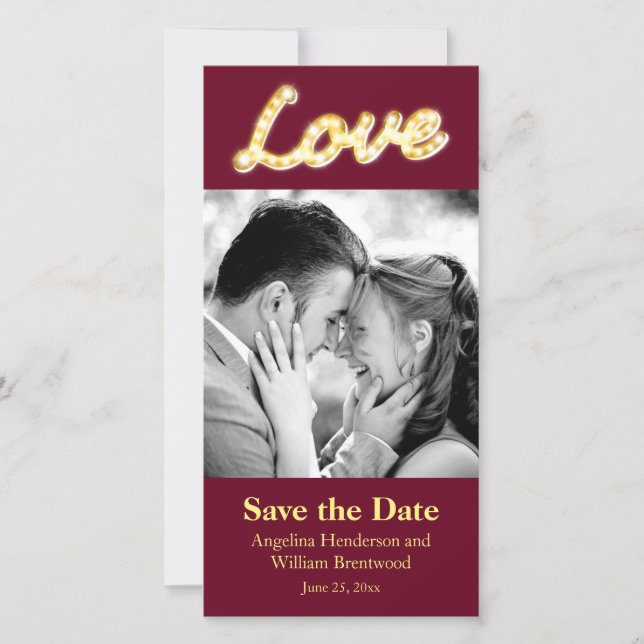 Marquee-Lichter Save the Date Foto Karte (Vorderseite)