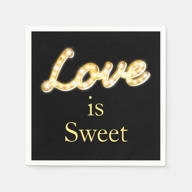 Marquee Lights Liebe ist Sweet Napkin schwarz Serviette (Vorderseite)