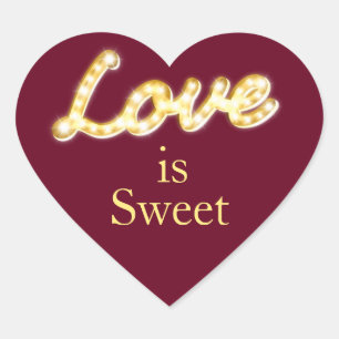 Marquee Lights Love is Sweet - marsala Herz-Aufkleber