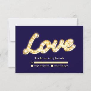 Marquee Lights RSVP - blau Karte