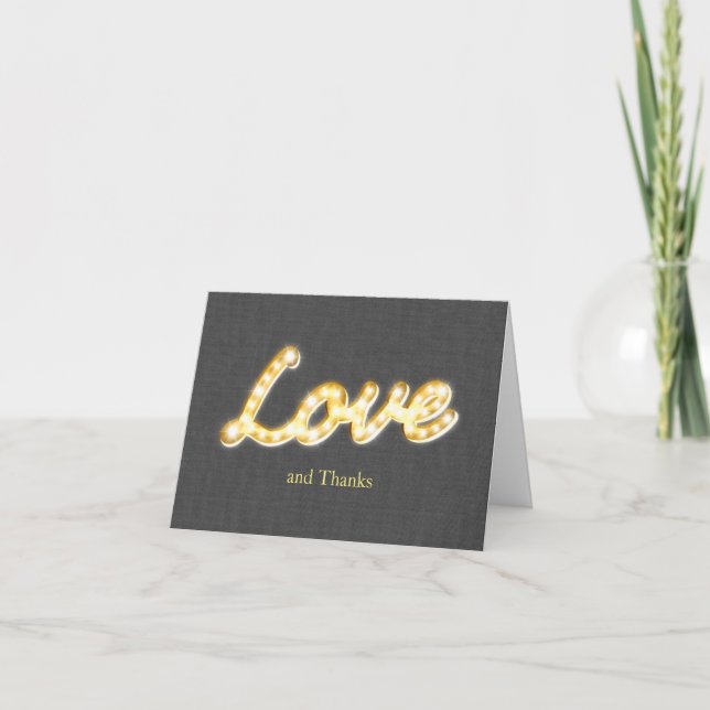 Marquee Lights Vielen Dank Card Gray Burlap Dankeskarte (Vorderseite)
