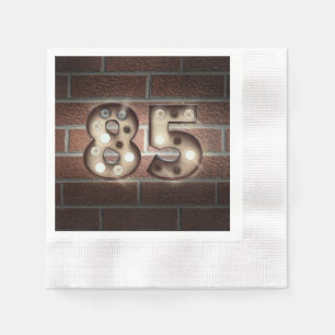 Marquee-Schild zum 85. Geburtstag an der Ziegelwan Serviette