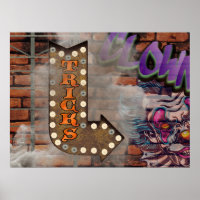 Marquee Sign Graffiti Beängstigend Clown