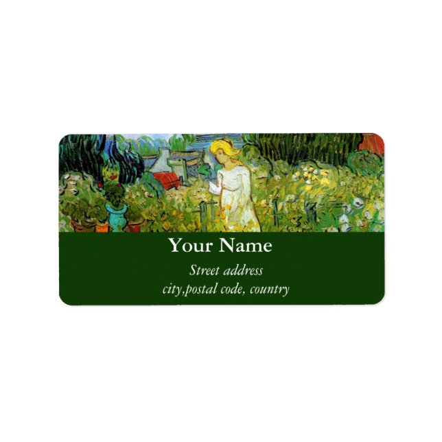 Marquerite Gachet im Garten, Vincent van Gogh. Adressaufkleber (Vorne)