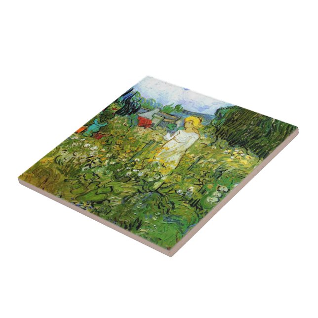 Marquerite Gachet im Garten, Vincent van Gogh. Fliese (Seite)