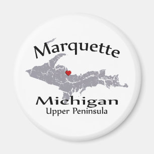 Marquette Michigan Heart Map Design Magnet