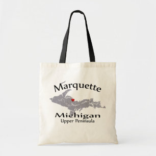 Marquette Michigan Heart Map Design Tote Bag Tragetasche