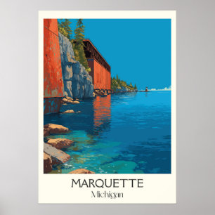 Marquette Michigan Vintager See Superior Kabine Poster