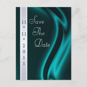 Marquis Aquamarin Silk Save the Date Postkarte