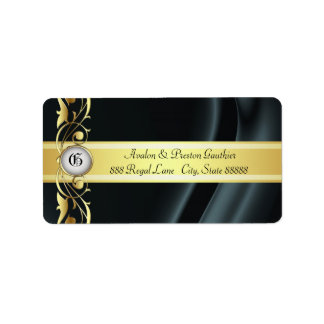 Marquis Black & Gold Silk Address Labels Adressaufkleber