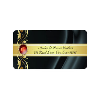 Marquis Black & Gold Silk Ruby Address Labels Adressaufkleber