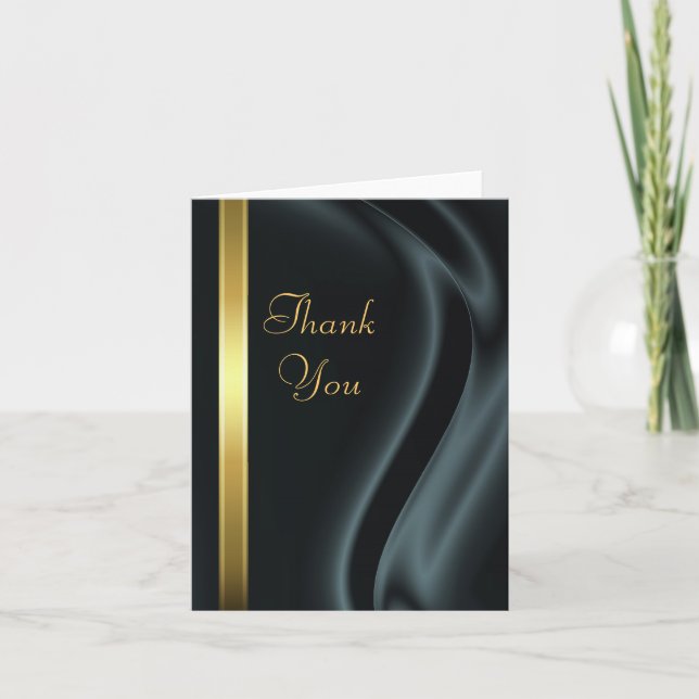 Marquis Black Silk Gold Vielen Dank Notecard Dankeskarte (Vorderseite)