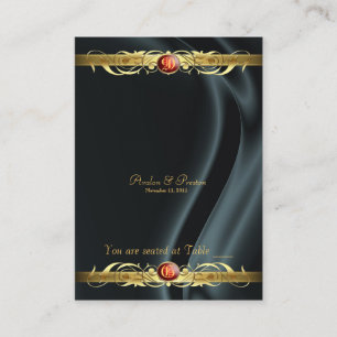 Marquis Black Silk Scroll Ruby Platzkarte