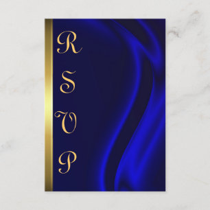 Marquis Blue Silk Gold RSVP Card Karte