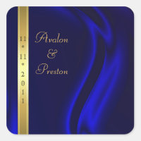 Marquis Blue Silk Gold Save the Date Aufkleber