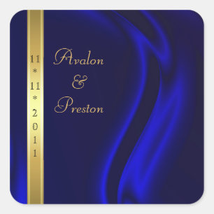 Marquis Blue Silk Gold Save the Date Aufkleber