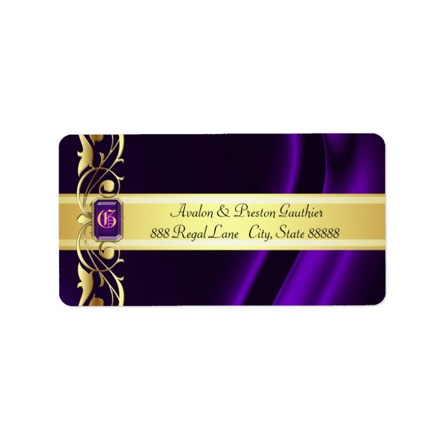 Marquis Lila & Gold Silk Address Labels Adressaufkleber (Vorne)