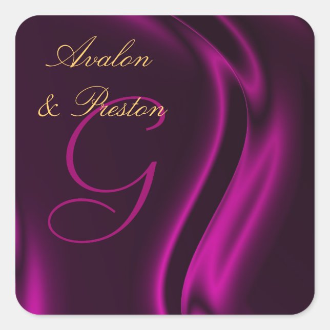 Marquis Pink Silk Square Monogram Sticker (Vorderseite)