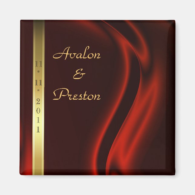 Marquis Red Silk Gold speichern das Date Magnet (Vorne)