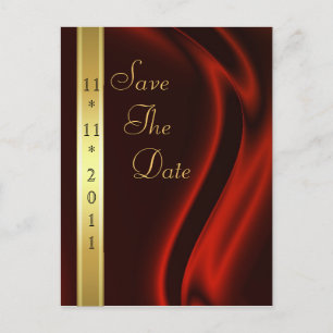 Marquis Red Silk Save the Date Postcard Ankündigungspostkarte
