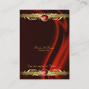 Marquis Red Silk Scroll Table Platzkarte