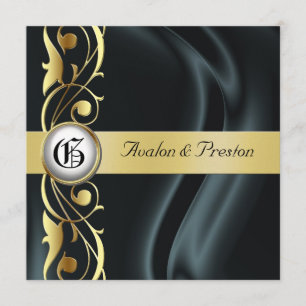 Marquis-schwarze Silk Goldrolle-Perlen-Einladung Einladung