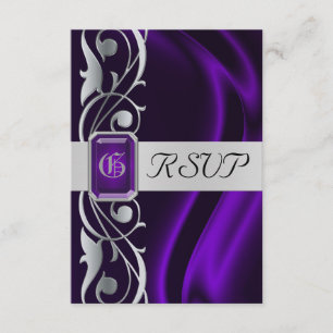 Marquis Violetter Seide Silber Schriftrolle Perle RSVP Karte