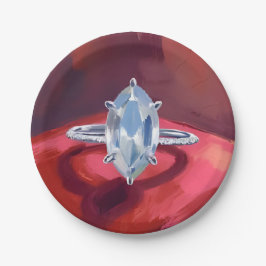 Marquise-Diamant-Verlobungsring Rote Wasserfarbe Pappteller