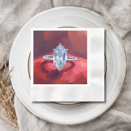 Marquise-Diamant-Verlobungsring Rote Wasserfarbe Serviette