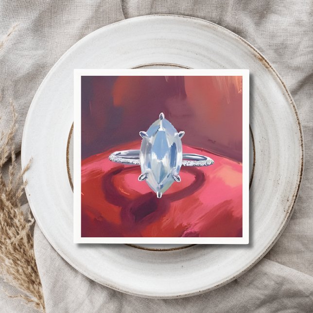 Marquise-Diamant-Verlobungsring Rote Wasserfarbe Serviette (Von Creator hochgeladen)