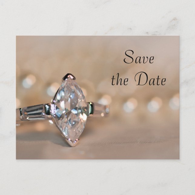 Marquise Diamond Ring Wedding Save the Date Ankündigungspostkarte (Vorderseite)