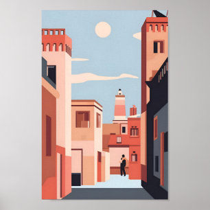 Marrakech Elegance 4K Landschaft Stadtbild Poster
