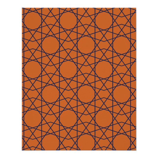 Marrakech Indigo Geometrie Poster (Vorderseite)