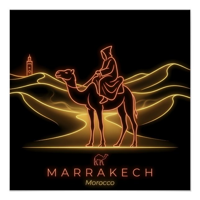 Marrakech-Kamelreiter - Sahara - Marokko Poster (Vorderseite)