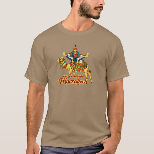 Marrakech Marokko Design Lebendige Reise Kunst T-Shirt (Vorderseite)