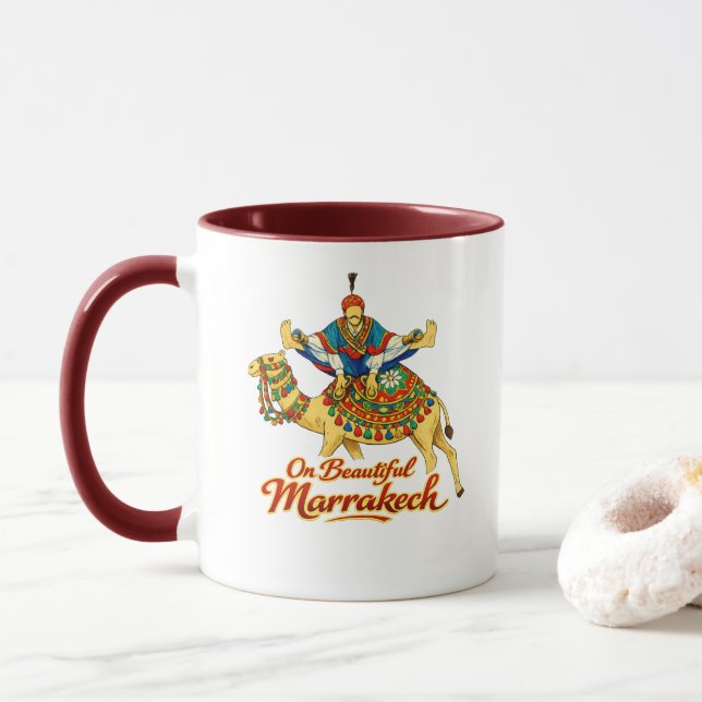 Marrakech Marokko Design Lebendige Reise Kunst Tasse (Mit Donut)