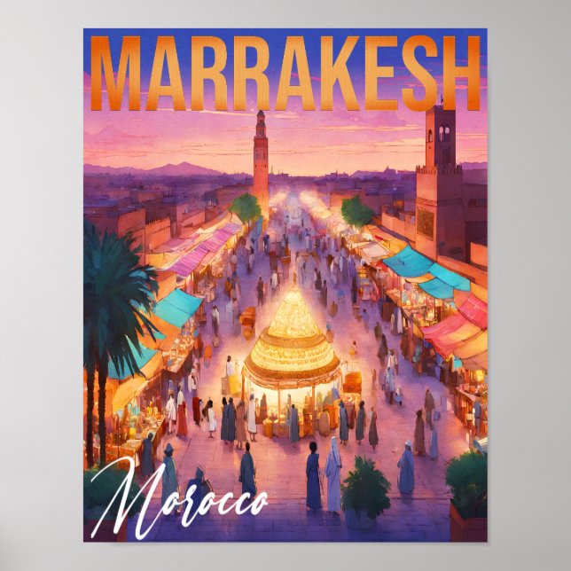 Marrakech Marokko Jahrgang Reisen Tourismus Souven Poster (Vorne)