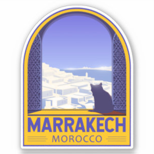 Marrakech Marokko Kat Retro Aufkleber