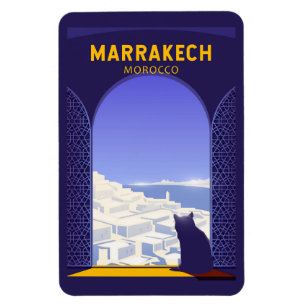 Marrakech Marokko Kat Retro Magnet