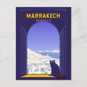 Marrakech Marokko Kat Retro Postkarte