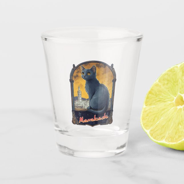 Marrakech Marokko Kat Retro Schnapsglas (Vorderseite)