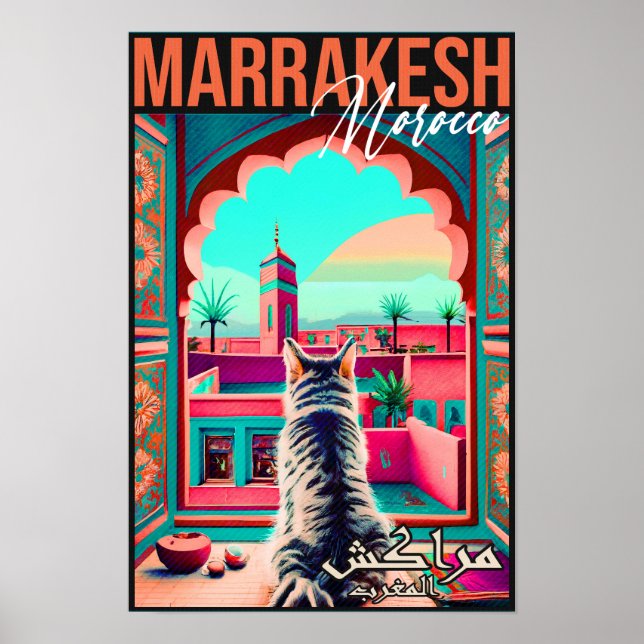 Marrakech Marokko Katze Reisen Tourismus Souvenir Poster (Vorne)