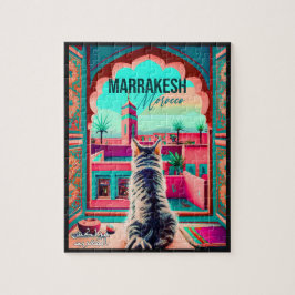 Marrakech Marokko Katze Reisen Tourismus Souvenir Puzzle