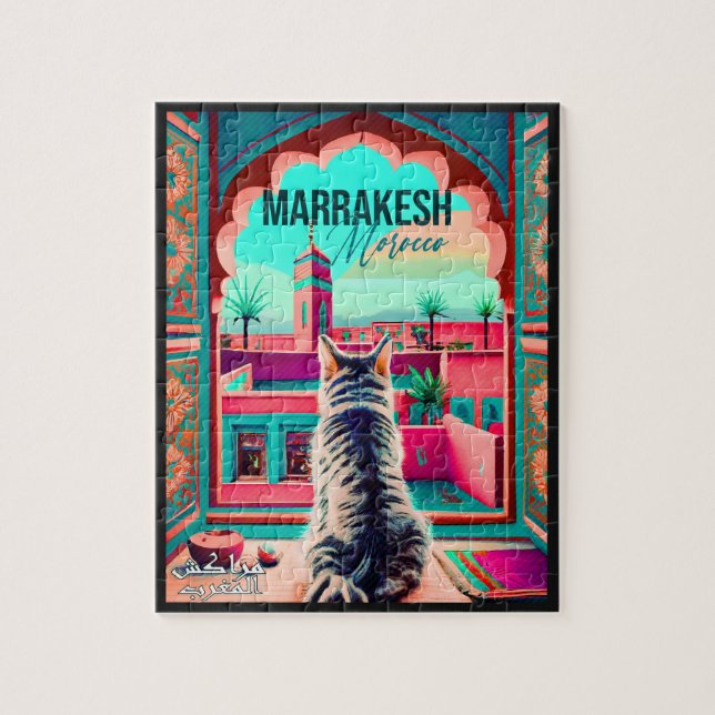 Marrakech Marokko Katze Reisen Tourismus Souvenir Puzzle (Vertikal)