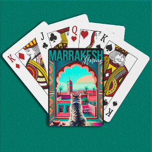 Marrakech Marokko Katze Reisen Tourismus Souvenir Spielkarten